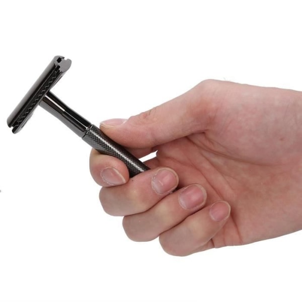 HURRISE manuell rakkniv zinklegering Halkfri dubbelsidig rakkniv för män