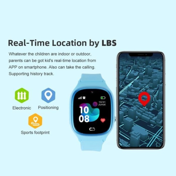 HURRISE Kids Smart Watch 2G 2G Smart Watch för barn, Telefon Location Watch Accessories