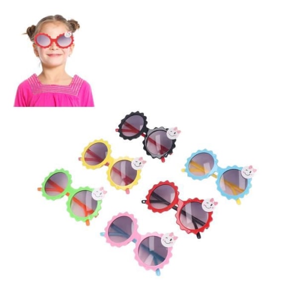 BEL-7293629237404-Barn blomma solglasögon 6 delar barn blomma solglasögon söt design ljus färg fashionabla runda