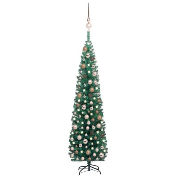 Smal konstgjord julgran med LED och bollar Grön 240 cm BEL-7016694082850