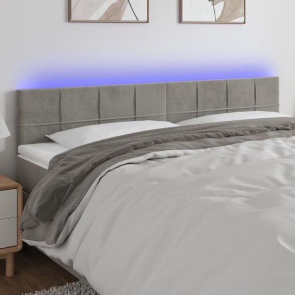 LED sänggavel Ljusgrå 200x5x78/88 cm Sammet - FDIT - Klassisk - Tidlös