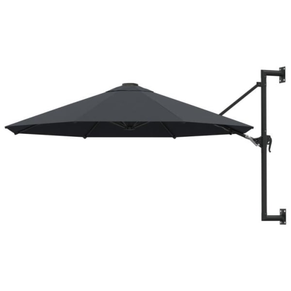 BEL-7076732235129-Vägghängt parasoll med metallstång 300 cm antracit