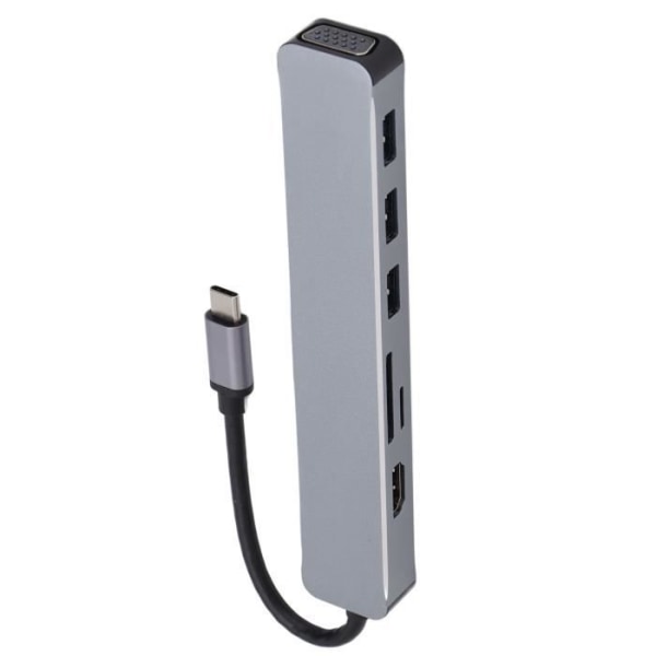 HURRISE Dockningsstation Typ C HDMI USB 3.0 7 i 1 - Snabb överföring - 4K-bildkvalitet - Kompatibel USB-nyckel Extern hårddisk