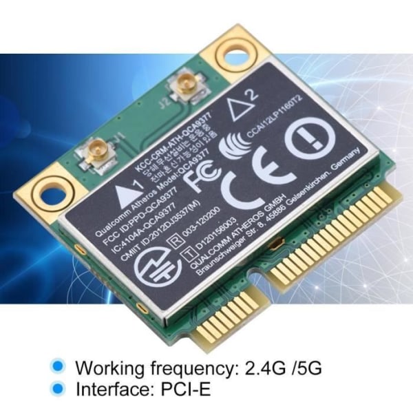 Aizhiyuan nätverkskort 2.4G - 5Ghz Mini PCI-E WIFI trådlöst kort 433Mbps Dual Band