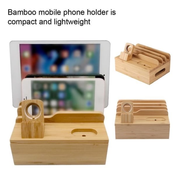 Bambu Laddningsförvaring Hållare Mobiltelefon Hållare Klockställ Organizer Hemmakontor
