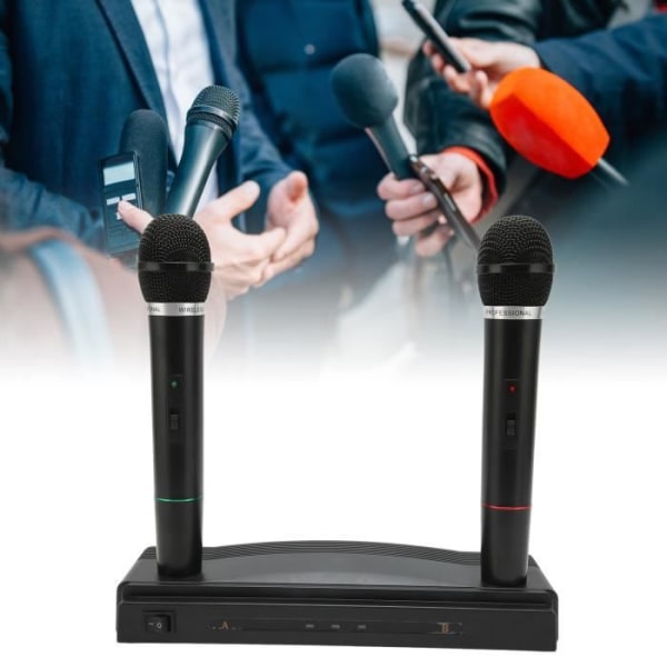 JIM-handhållen mikrofon Bärbar trådlös mikrofon 1 mottagare för 2 mikrofoner 2.4G VHF dynamisk karaokemikrofon för