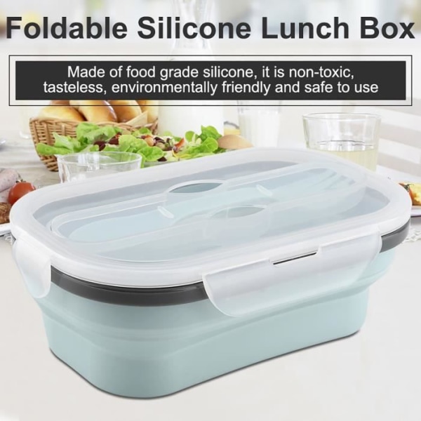 Duokon Matbehållare Livsmedelsklassad silikon Hopfällbar Lunchbox Matförvaringsbehållare