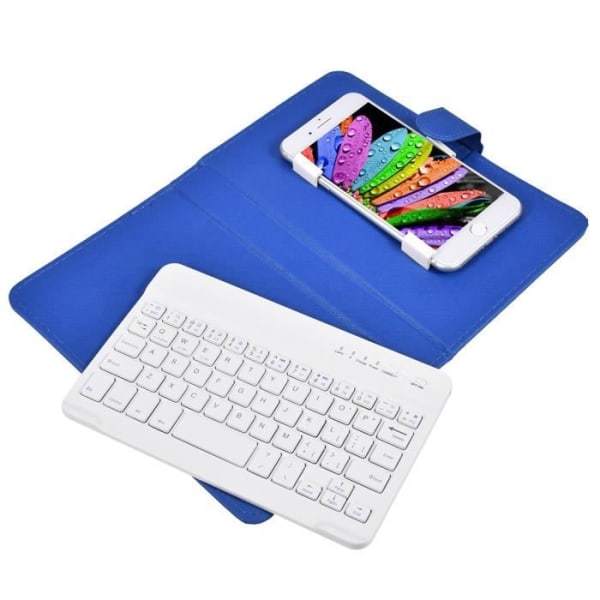 Bluetooth-tangentbord med PU-läderskydd - Blå