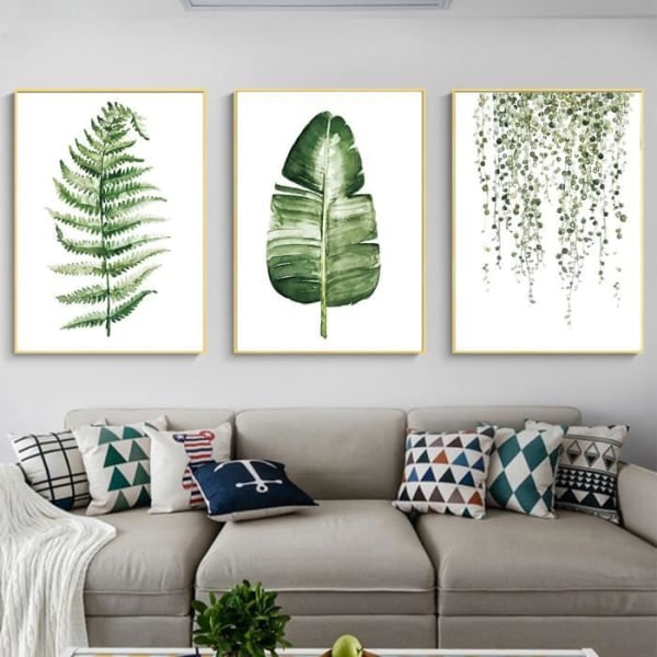 3 st - set Lantlig stil Gröna växter Canvasmålning Bild Modernt vardagsrum Sovrumsdekoration-YUW