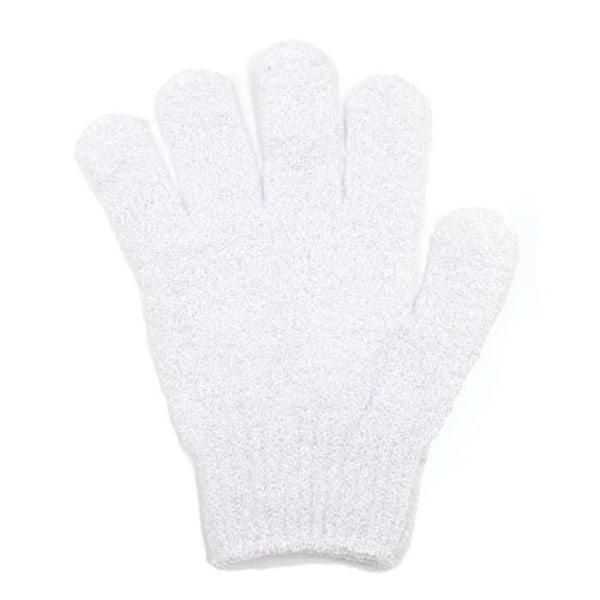HURRISE duschhandske exfolierande handske 5-finger polyester kroppstvätthandske för djuprengöring (vit)