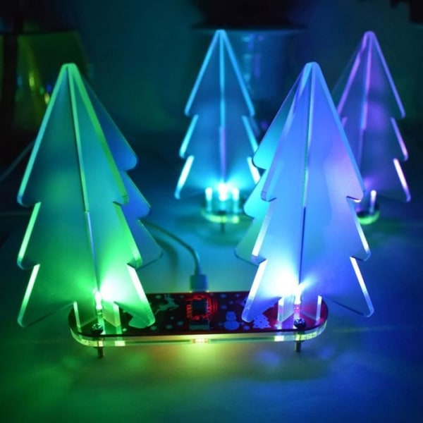 HURRISE LED-blixtkretssats Tredimensionell julgran elektronisk LED-gradientsats för julfestdekoration