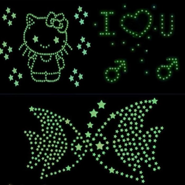 EBUY - Sticker Pack med 100 Phosphorescent Stars Wall Sticker