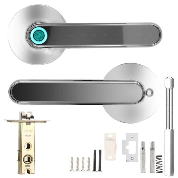 BEL-7423055222709-Spärr Smart Bluetooth Dörrhandtagslås APP Nyckelfri spak Gör-det-själv-spärrar Chrome Brill