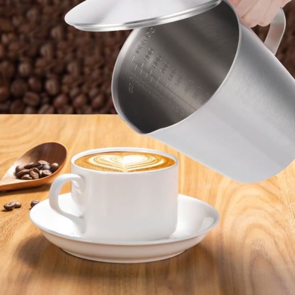HURRISE Skummande Kaffe Latte Cup Thicken 304 rostfritt stål Mätkopp Skummande Mjölkkanna med