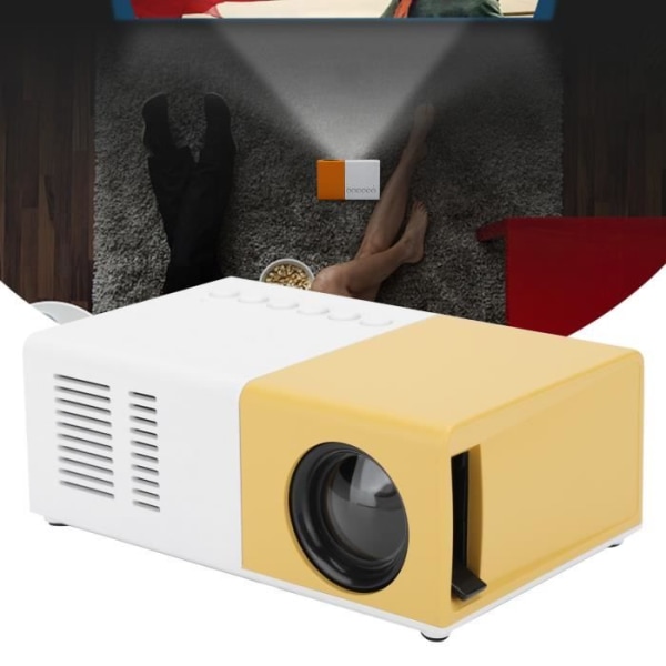 HURRISE LED-projektor J9 mini bärbar projektor LED-hemmabiomediaspelare projektor med stativ