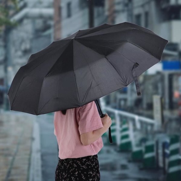 LIA Mini Helautomatiskt Regnparaply Hopfällbart UV-skydd Solsvart