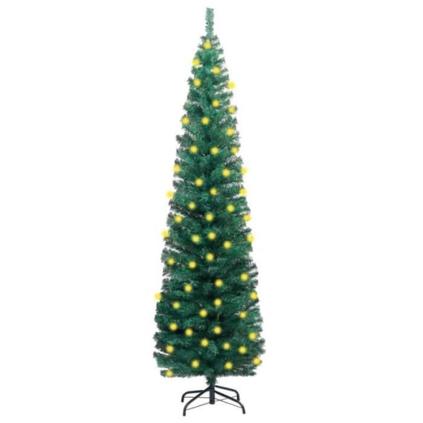 ZJCHAO Slim LED konstgjord julgran och stativ Grön 240cm PVC - ZJC7063373151215