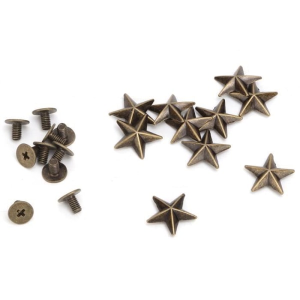 HURRISE nitdekoration 10 st Metal Star Stud Nit Spike Skruv för Leathercraft Väskor Skor DIY-dekoration (14mm brons)