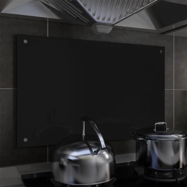 CEN Black Kitchen Backsplash 80 x 50 cm Härdat glas
