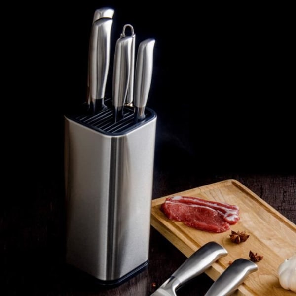 HURRISE knivblock i rostfritt stål Rostfritt knivblock i rostfritt stål Knivhållare Platssparande knivförvaring
