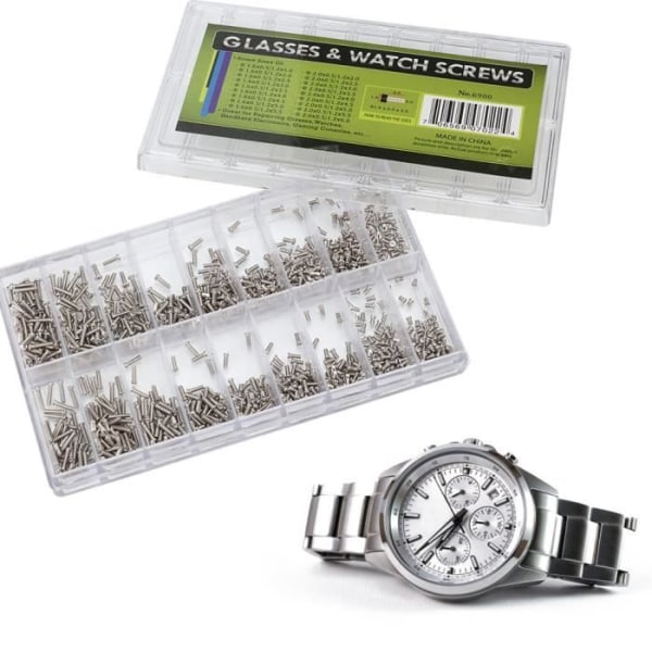 HURRISE Mini Watch Screws 1800st/kartong Glasögon i rostfritt stål Solglasögon Glasögon Watch Mini Screws Kit