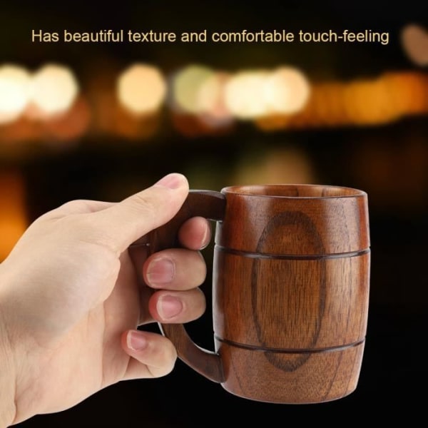 SIB Classic Retro Kaffeölsmugg i trä med stor kapacitet med handtag