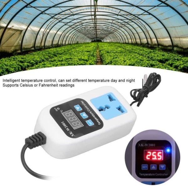 HURRISE Temperaturregulator Automatisk justerbar digital display Elektronisk utloppstermostat för växthus