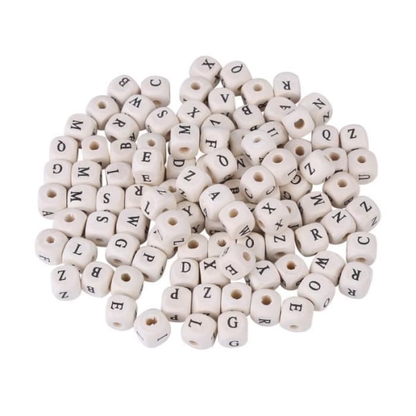 100 st Alfabetets bokstäver, blandade fyrkantiga pärlor Träbokstav lösa pärlor för smyckestillverkning