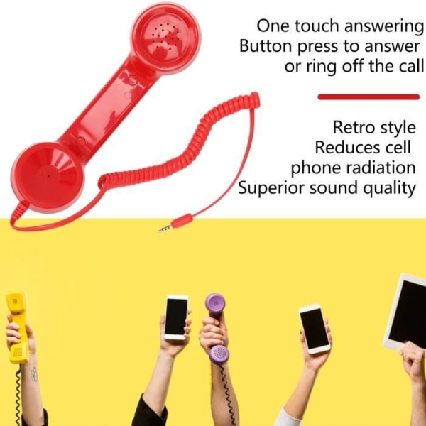 Retro telefonlur multifunktionell strålningssäker bärbar mobiltelefonmottagare (röd)