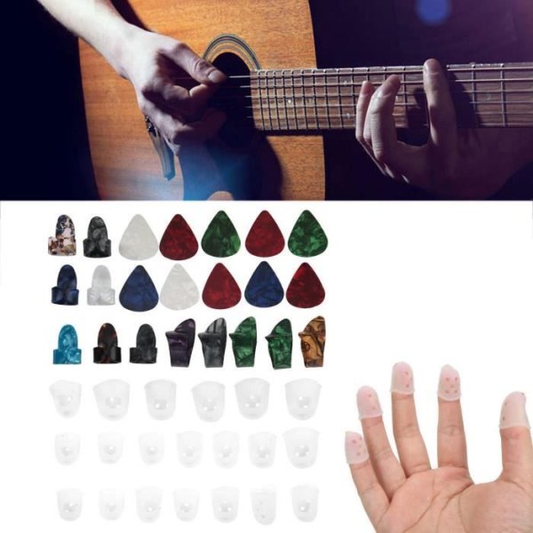 HURRISE Guitar Finger Pick 42st Guitar Picks Set Thumb Protector Performance Accessories