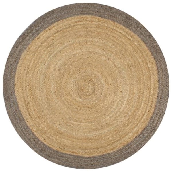 BEL Handgjord jute flätad matta Jute med grå kant 150 cm