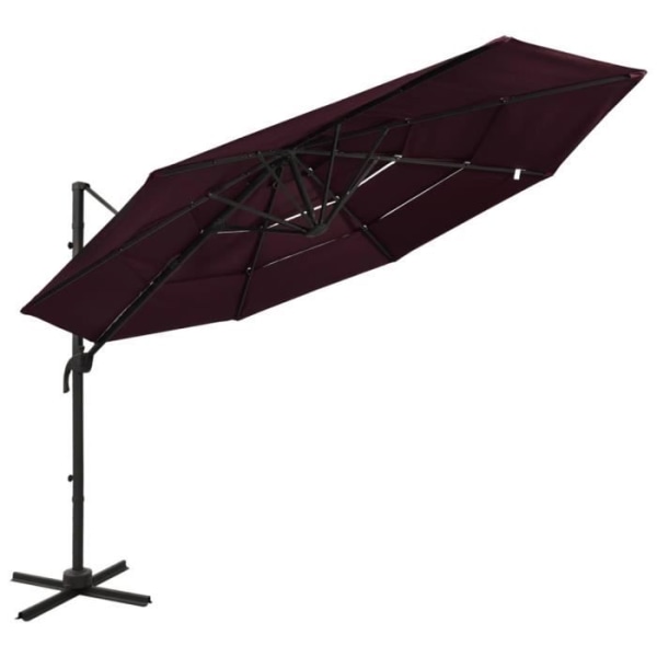 BEL-7458880620758-4-nivå parasoll med aluminiumstång Bordeaux 3x3 m