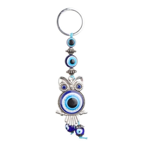 XUY Evil Eye Blue Owl Nyckelring Vägghängande turkisk prydnad Glasamulett Berlockhänge