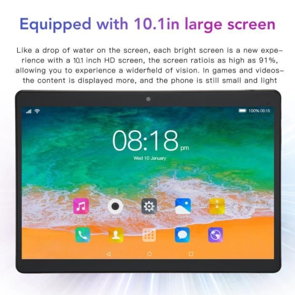 Fdit HD Tablet 10,1 tums surfplatta för Android12 5G WiFi 6GB 128GB Fram 200W Bak 500W 1960x1080 IPS 10 Core 8800