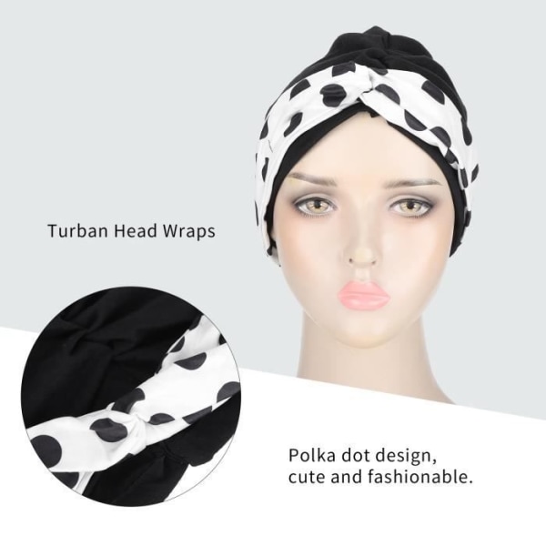 HURRISE Slouchy Beanie Turban Head Wraps Lovely Princess Polka Dot Gauze Scarf Hat Fashionable for Women (Vit)