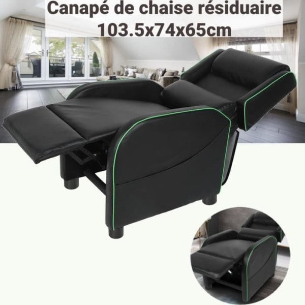 Simple Rest Fåtölj - för sovrum, vardagsrum, kontorsbalkong - 103,5 x 74 x 65 cm - Svart och grönt BEL-61