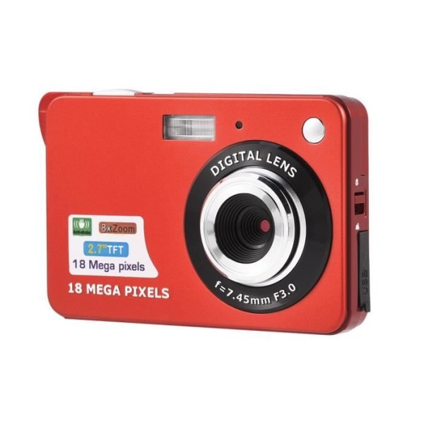Digital videokamera 1280P 18MP 8X ZOOM DV-kamera med 2,7" TFT LCD-skärm - Röd