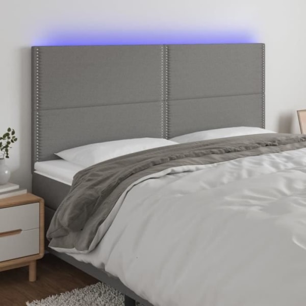 LED sänggavel - FDIT - Mörkgrå - 200x5x118/128 cm - Tyg