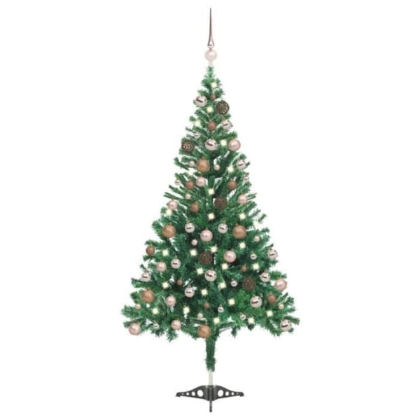 BEL-7029242373461-Konstgjord julgran med LED och kulor 180 cm 564 grenar