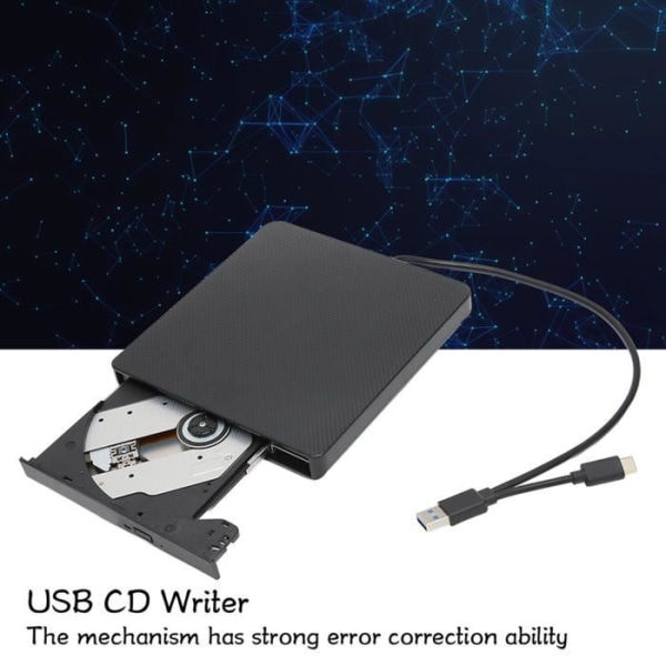 HURRISE USB3.0 Typ C CD-spelare Extern DVD-spelare Typ C USB3.0 Gränssnitt Stöttålig Bärbar DVD-spelare