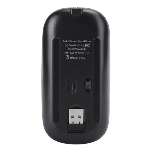 HURRISE trådlös spelmus 2.4G trådlös mus USB uppladdningsbar trådlös spelmus med färgglatt LED-ljus (svart)