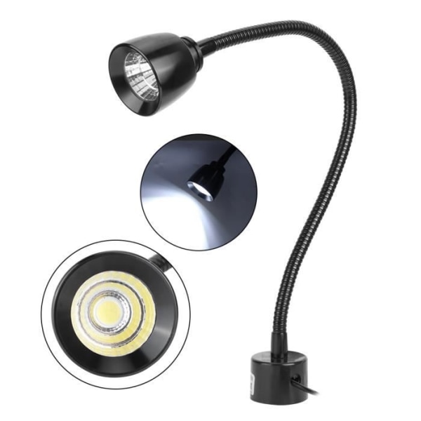 7W LED-arbetsljus i metall, flexibel svanhalsarbetslampa, verktygsmaskinslampa med magnetisk bas