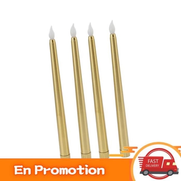 BEL-7374285501525-Led Taper Candles 4 delar Led Candles Rökfria Flamlösa Miljösäker Ljus Guld