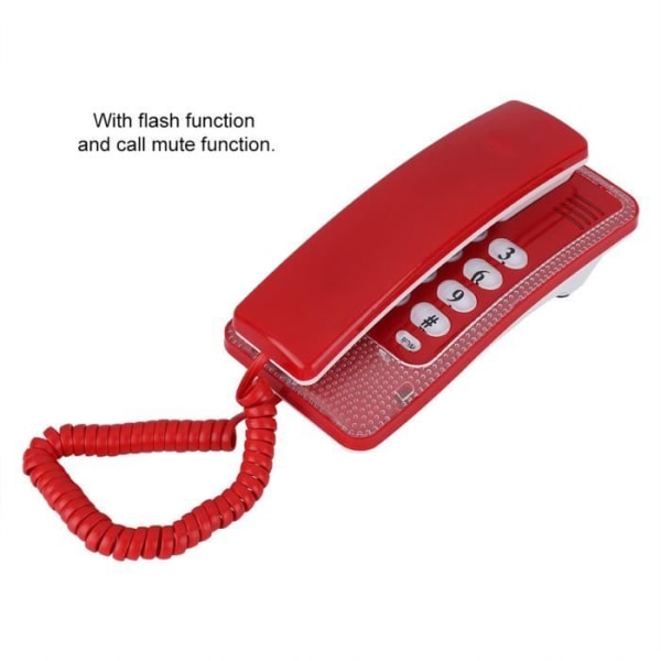 HURRISE Hotelltelefon Fast telefon Väggtelefon utan nummerpresentation Företagstelefon GPS-telefon Röd