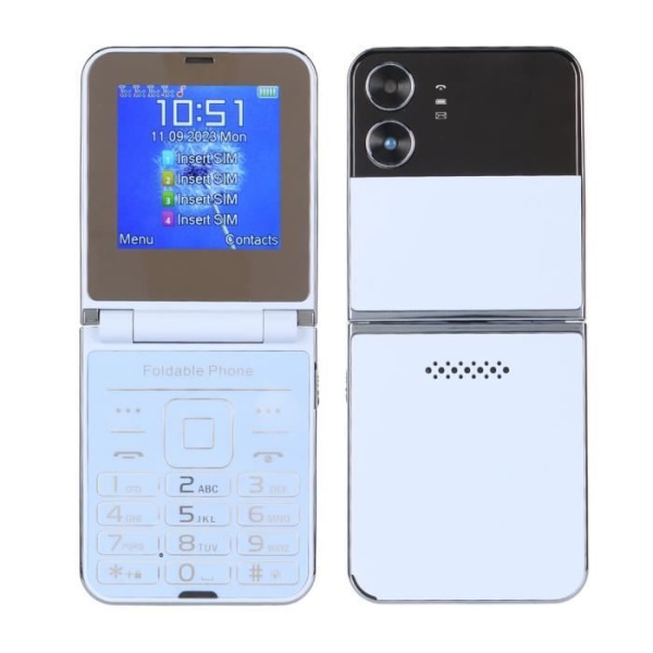 HURRISE 2G-telefon 2G Flip-mobiltelefon, 2,6 tums mobiltelefon för äldre, 2 GPS-bärbar blå