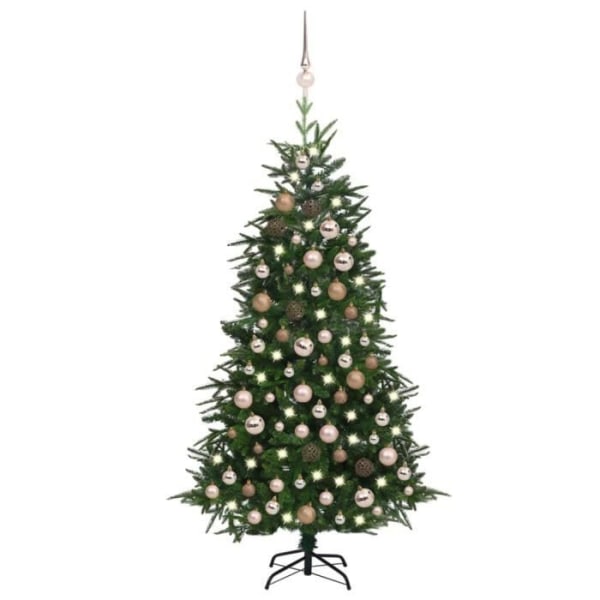 Konstgjord julgran med LED och bollar Grön 180 cm PVC PE BEL-7016694083444