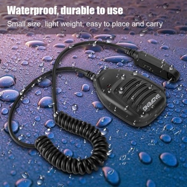 HURRISE Handhållen vattentät mikrofon med lampa för BF-A58/BF-UV9r BF-9700 Walkie Talkie (svart)