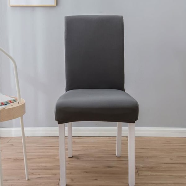 XUY stol 6 st Elegant enkel stil polyester elastisk stolsöverdrag Möbeltillbehör (grå)