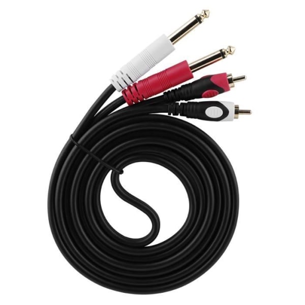 Tbest Audio Cable Bi-color 6,35 till RCA 6,35 mm Audio Connector Kabel 1/4'' Jack-uttag för KTV (2m)
