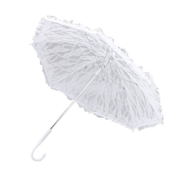 BEL-7293629169705-Spetsparaply Tillbehör Paraply Vit Spets Parasoll J Handtag Elegant utseende Paraply e
